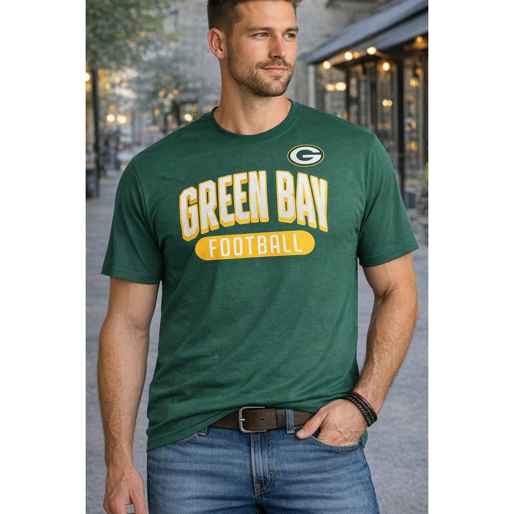 Green Bay Packers Mens 2XL Green NFL Team Apparel Football T-Shirt NWT‎